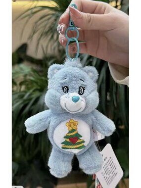 CARE BEARS Cousins HOLIDAY XMAS BEAR PLUSH DOLL KEYCHAIN Key Ring Chain FOB NEW!